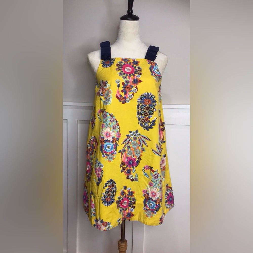 Anthropologie MAEVE Sunniva Yellow Floral Paisley Dress Size SP Small Petite EUC